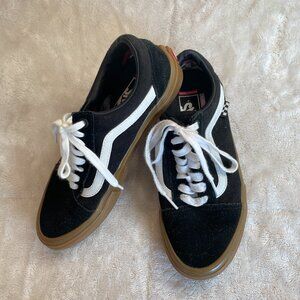 Black Vans Classic Skate Sneakers Shoes Tan Gum Sole Size 6.5
